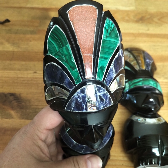 Onyx / obsidian (?) Mexican Aztec Mayan figurines (set of two) - Picture 2 of 10